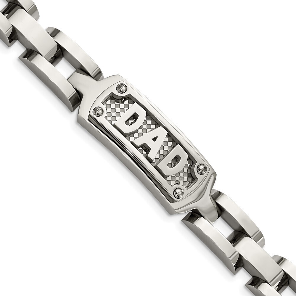 Kazi Luxury Stainless Steel 8.5in Polished and Textured DAD Bracelet